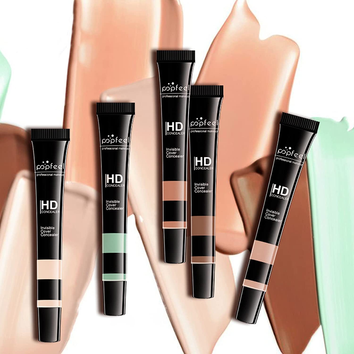 RoseFlower 5 Colours Pro Conceal HD High Definition Concealer & Corrector Marking Green Natural Colour, Wheat Colour, Repair Liquid, Waterproof, Long-Lasting Liquid Concealer#1