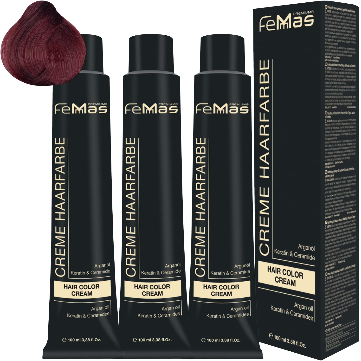 Femmas Hair Colour Cream 100 ml Hair Colour Pack of 3 Dark Blonde Red 6.6, ‎dark