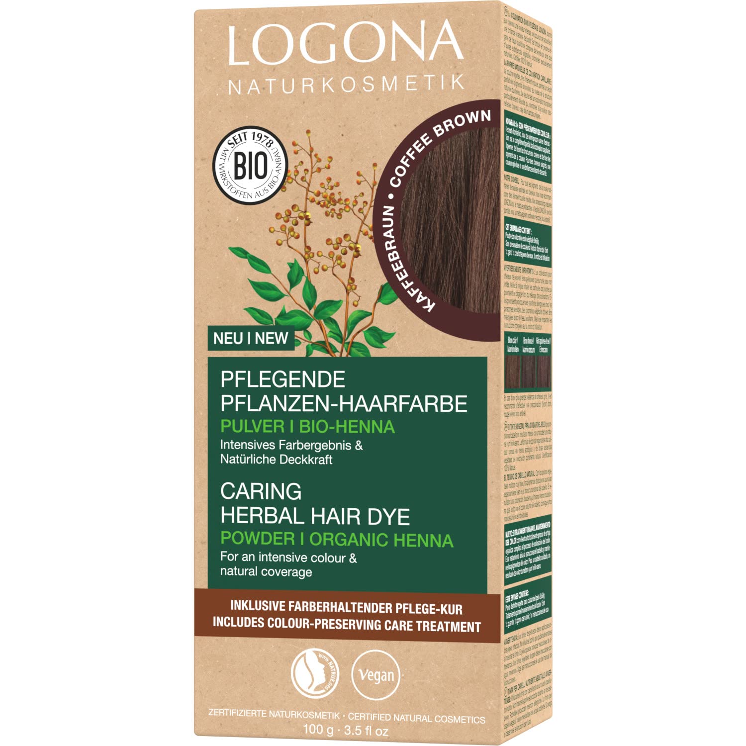 LOGONA Naturkosmetik Nourishing Plant Hair Colour Powder Coffee Brown, ‎coffee