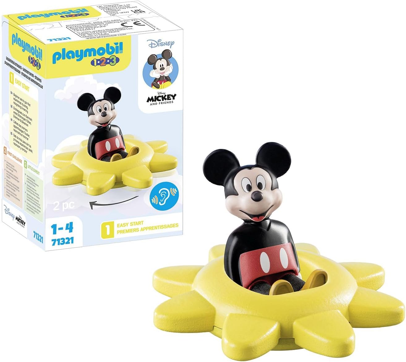 PLAYMOBIL 1.2.3 & Disney 71321 Mickey Spinning Sun with Rattle Function, Mickey Mouse, Educational Toy for Toddlers, Toy for Children from 12 Months
