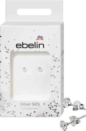 ebelin stud earrings 925 silver with rhinestones, 2 pieces