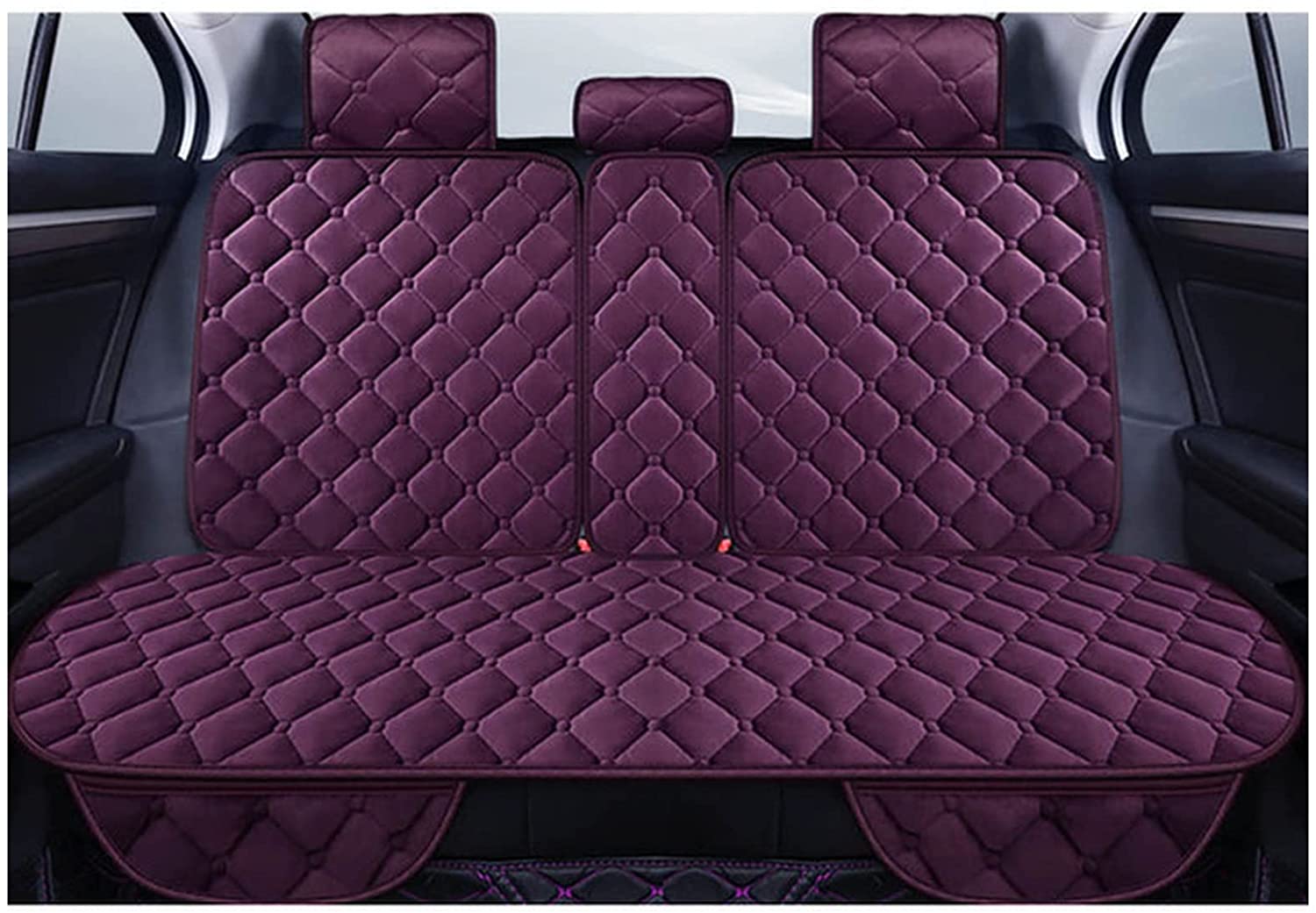 bamutech Sitzkissen Universal Plüsch Autositz Abdeckung Winter Warme Auto Rücken Rücksitz Kissenstuhl Pad Protector Auto Innenansicht Sitzkissen Stuhl (Size : Purple)