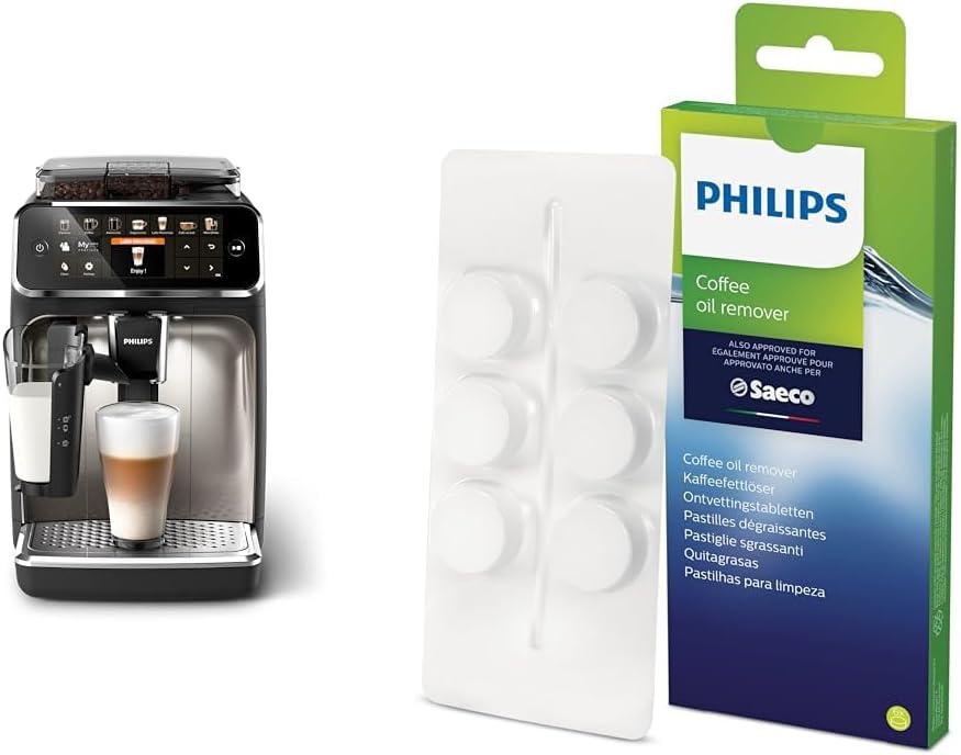 Philips Domestic Appliances 5400 Series Fully Automatic Coffee Machine - Lattego Milk System & Ca6704/10 Coffee Grase Remover Tablets for Fully Automatic Coffee Machines, White, One Size