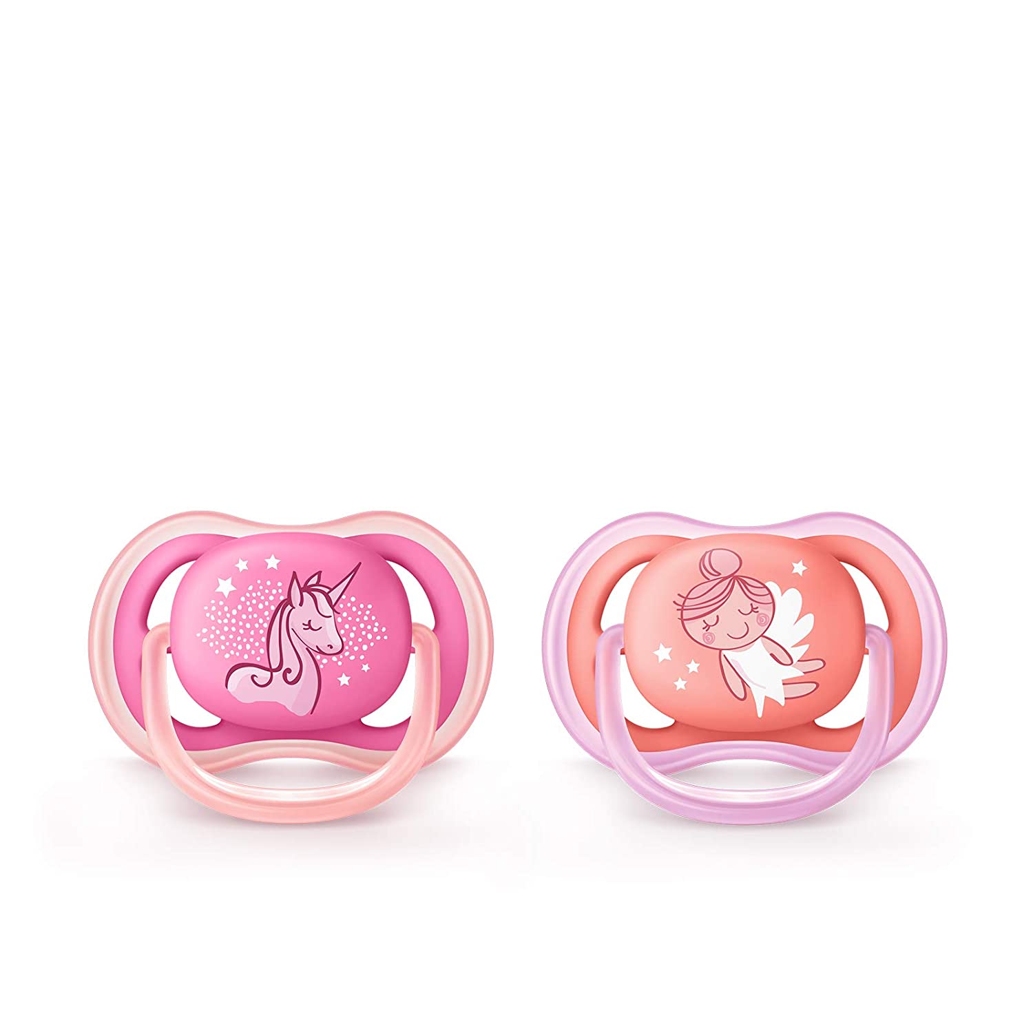 Philips Avent Ultra Air Soothers for Infants between 6-18 Months - Maximum Air Circulation - Twin Pack with Motif Girls