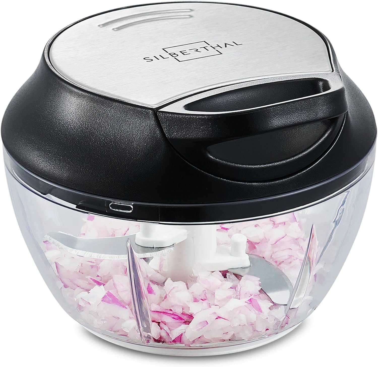 Onion Slicer, Manual Chopper 500 ml with 3 Japanese Steel Blades, Multi Chopper with Pulley for Onion, Herbs, Nuts, Cream, Dishwasher Safe