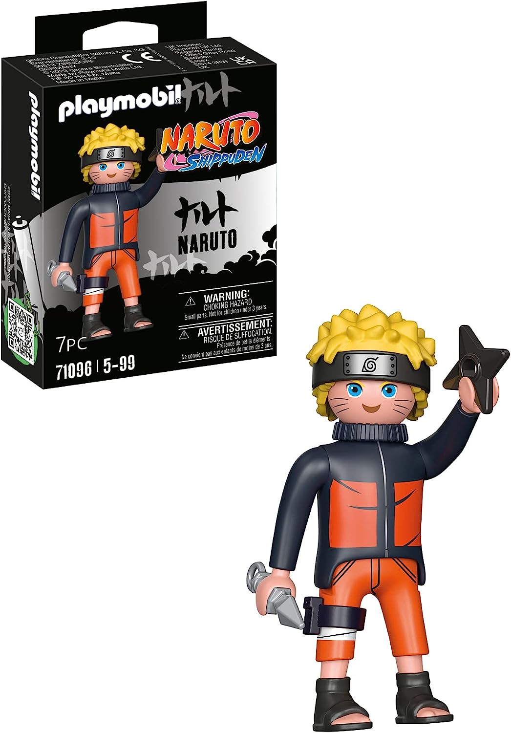 Playmobil Naruto Shippuden 71096 Naruto Uzumaki with Shuriken and Kunai, Creative Fun for Anime Fans With Great Details and Authentic Extras, 7 Pieces, From 5 Years