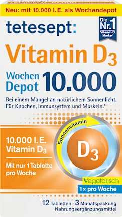 Vitamin D3 10,000 IU weekly depot tablets 12 pieces, 6 g