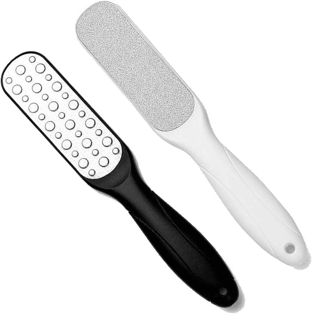 BZKSER Foot File - 2 Pieces Double-Sided Foot File, Professional Foot File, Exfoliating Dead Skin and Callus, Washable and Reusable, Stainless Steel