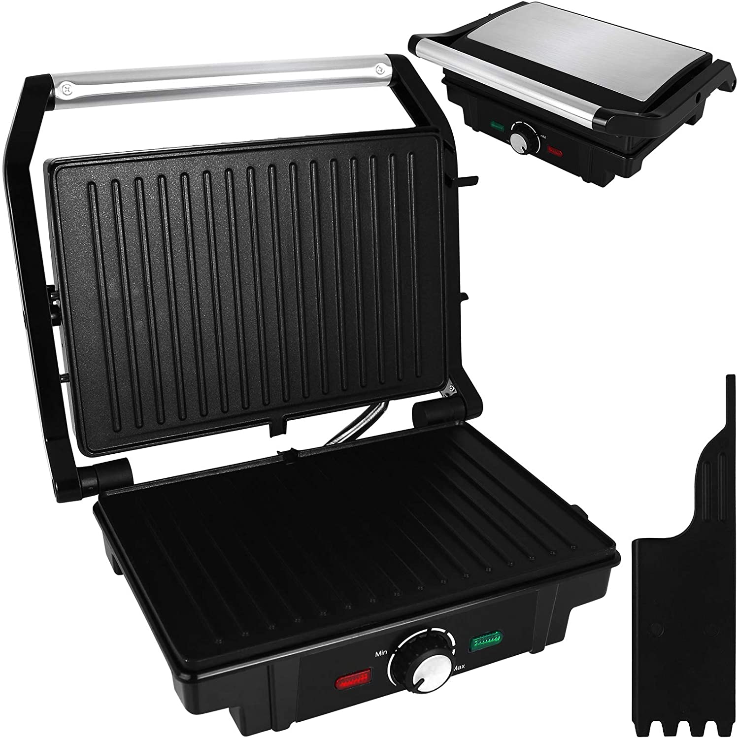 TW24 Kontaktgrill 1600W Tischgrill elektrisch Elektrogrill Balkon Partygrill Sandwichtoaster Gartengrill Elektro Grill Barbecuegrill