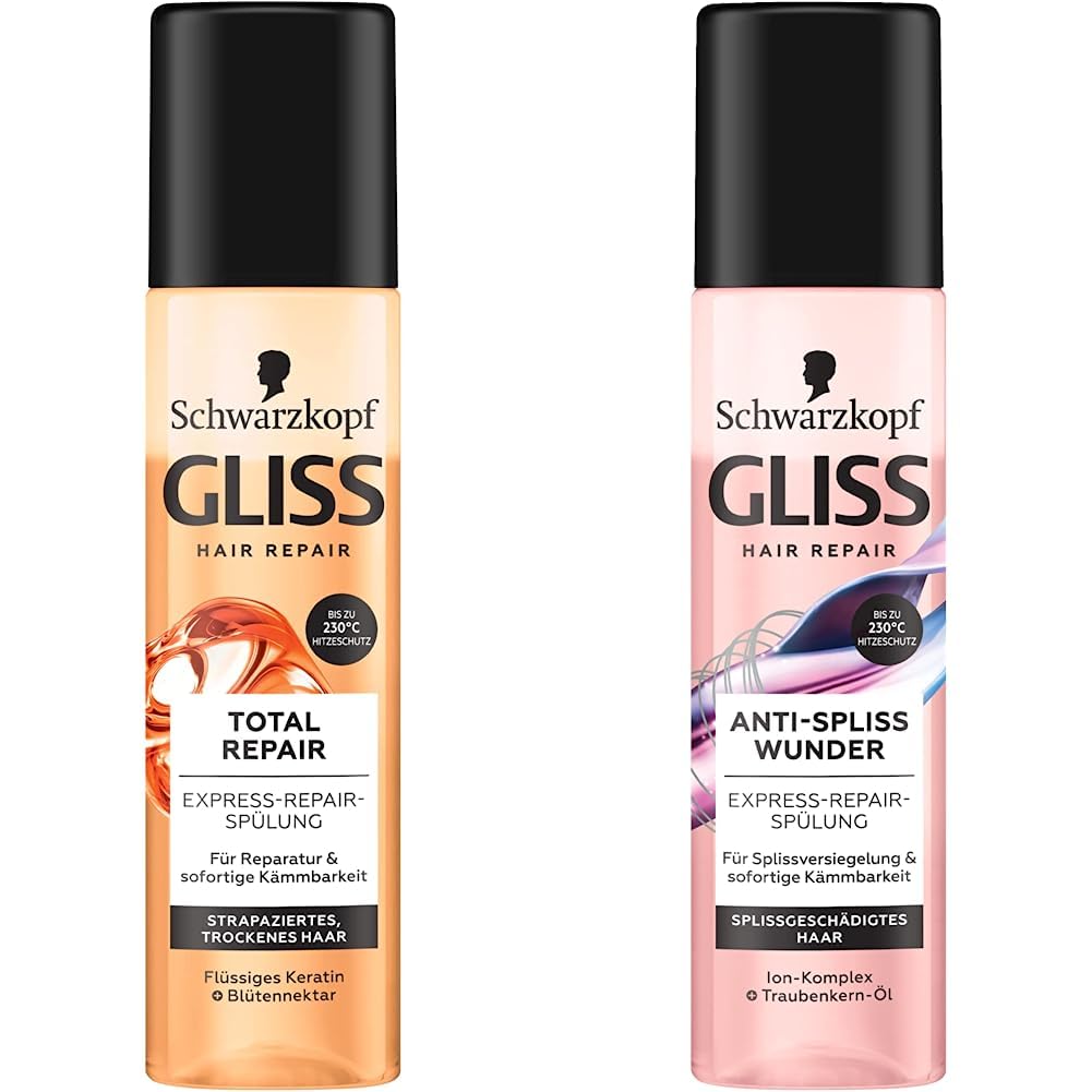 Gliss Express-Repair-Spülung Total Repair (200 ml) & Gliss Spülung Anti-Spliss Wunder (200 ml)