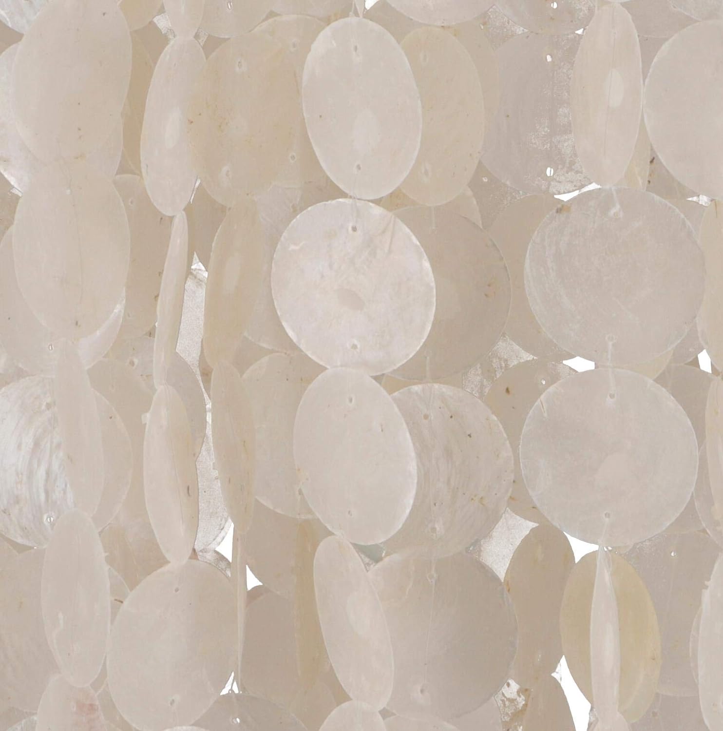 GURU SHOP Ceiling Light, Shell Light from Hundreds of Capiz, Mother of Pearl Plates, Samos Model, Chrome, Shell Discs, 150 x 40 x 40 cm, Pendant Lights Made from Natural Materials