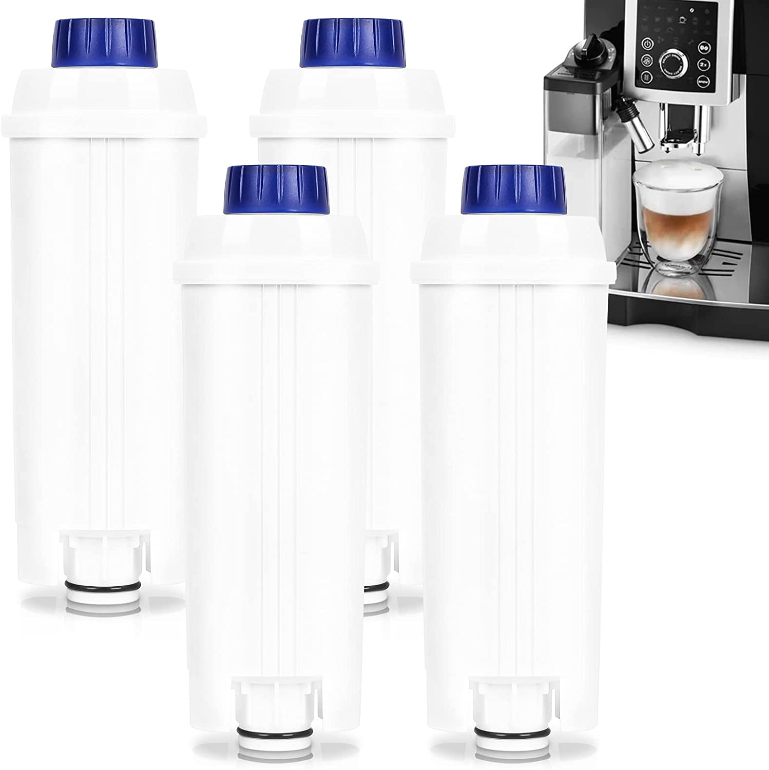 Randaco Pack of 4 Water Filters for DeLonghi Coffee Machines, Compatible with Delonghi Water Filter DLS C002, ECAM, ESAM, ETAM, DeLonghi Filter Cartridge Coffee Machine Water Filter