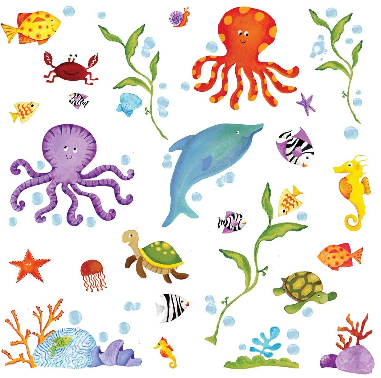 RoomMates Repositionable Childrens Wall Sticker Adventures Under The Sea