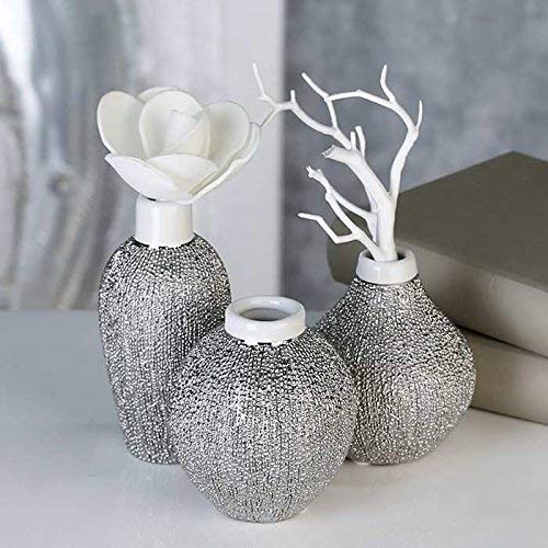 inclusive of German VAT Miko Vase Ceramic Silver Surface Structure Matt/Shiny White Vase Height 12