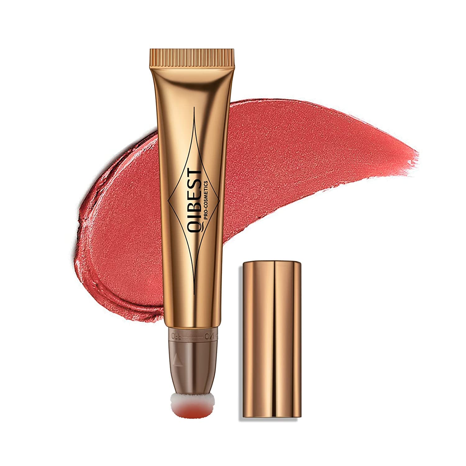 Cream Contour Beauty Wand Highlighter Contour Blush With Cushion Liquid Highlighter Face Bronzer Natural Super Silky Cream Blush Stick Beauty Makeup (3# peach)
