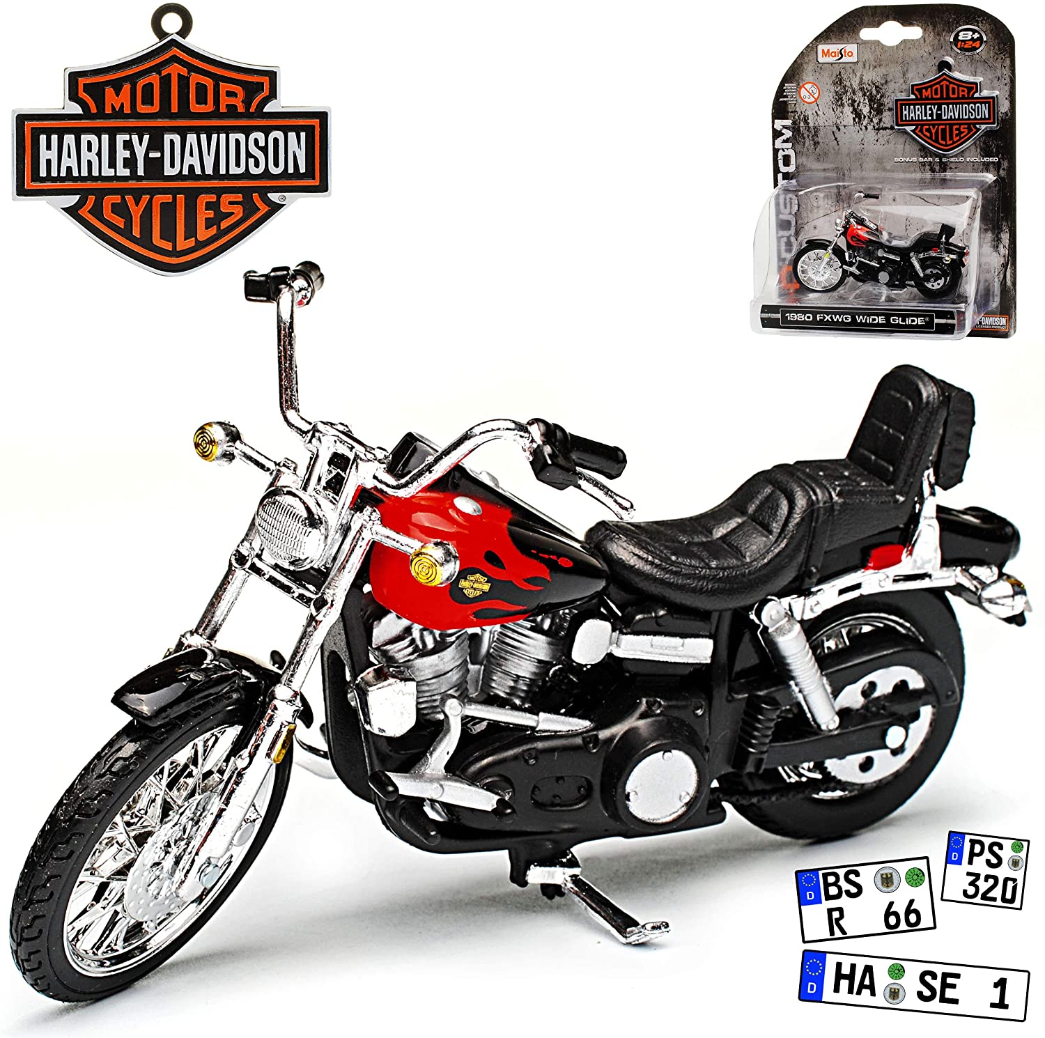 Unknown Hariey Davdson Fxwg Wide Glide Red Black 1980 1/24 Maisto Model Mot