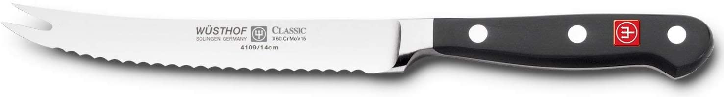Wusthof Wüsthof Tomato Knife, Classic (4109-7), 14 cm Blade Length, Forged, Stainless Steel, Very Sharp Knife with Serrated Edge