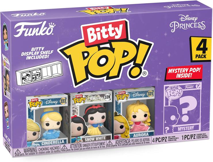Funko Bitty Pop! Disney Princess - Cinderella, Snow White, Aurora and a Surprise Mini Figure - 0.9 Inch (2.2 cm) Collectible Stackable Display Shelf Included - Gift Idea - Disney Fans
