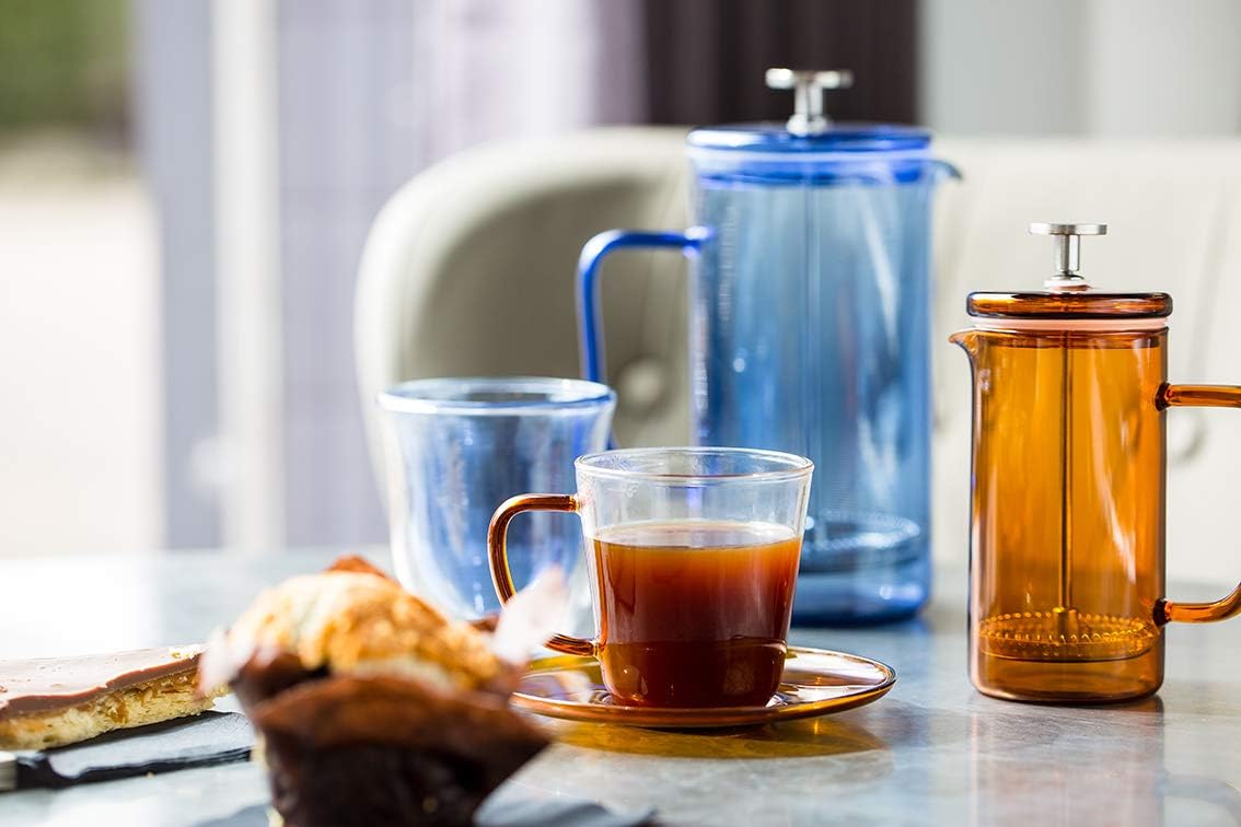 La Cafetiere Core Cafetiere / French Press Coffee Maker, Borosilicate Glass, Amber, 8 Cups (1 Liter)