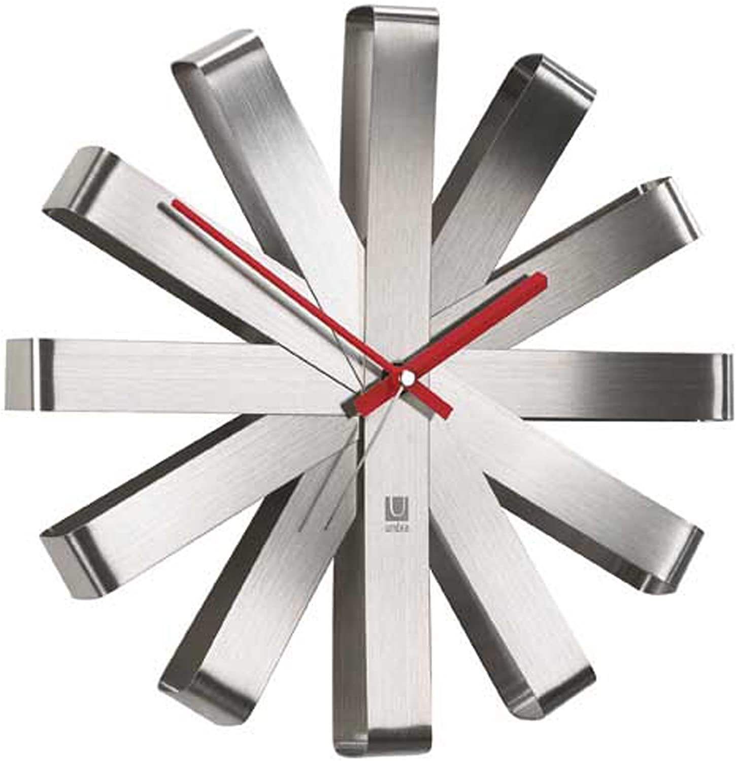 Umbra Ribbon Brushed Steel Wall Clock, 30.48 Cm- Nickel