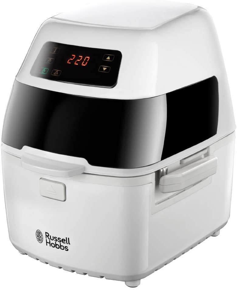 Russell Hobbs Cyclofry Plus 22101-56 Hot Air Fryer, Rotating Frying Basket, Touch Control Display, Rotisserie Skewer, Kebab Accessories & Grill Grate, 1 kg Capacity, Fat Free Fryer without Oil
