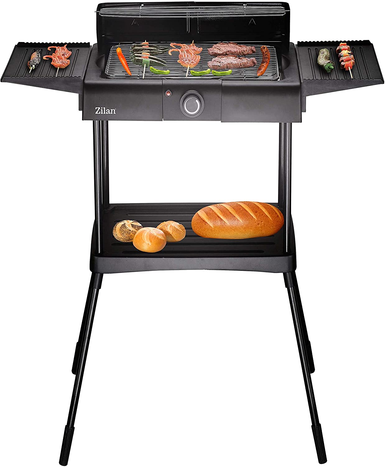 Zilan Electric Grill | 2,000 Watt | Thermostat | Continuous Temperature Control | Table Grill | Stand Grill | Party Grill | Electric BBQ Grill | Table Grill | Cool Touch Handles