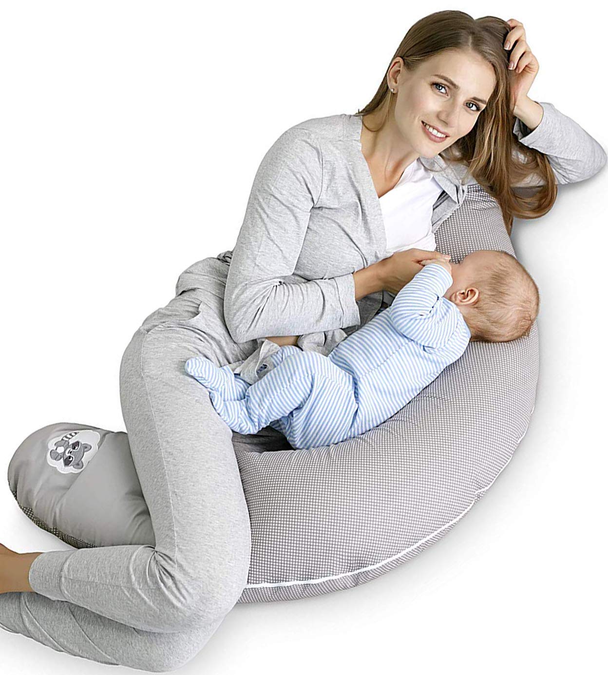 sei Design XXL Nursing Pillow 170 x 30 cm Oeko-Tex Ergonomic Pregnancy Pillow Positioning Pillow Made in Germany EPS Micro Beads Filling, Cover 100% Cotton