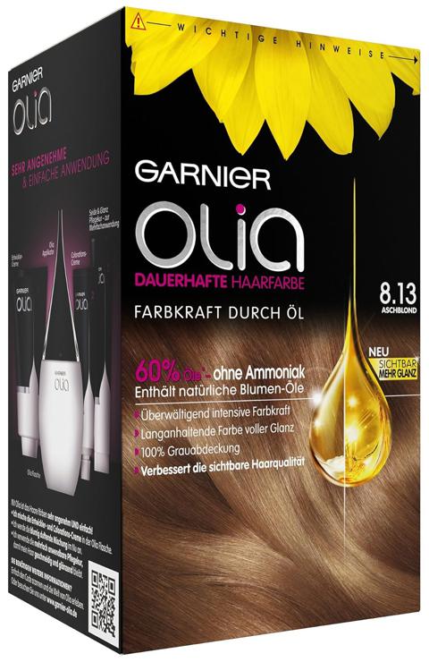Garnier Olia Hair Coloration Ash Blonde 8.13 / Coloring for Hair Contains 60% Flower Oils for 8 Weeks of Intensive Color Strength - No Ammonia - 3 x 1 Piece