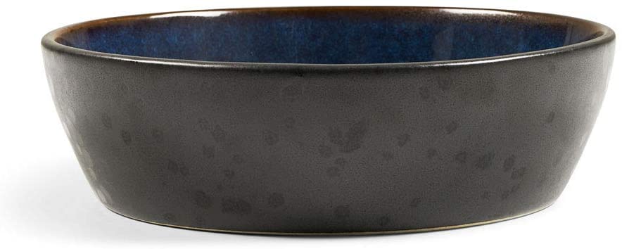 BITZ Soup Bowl, Stoneware Soup Bowl, 18 cm Diameter, Black/Dark Blue