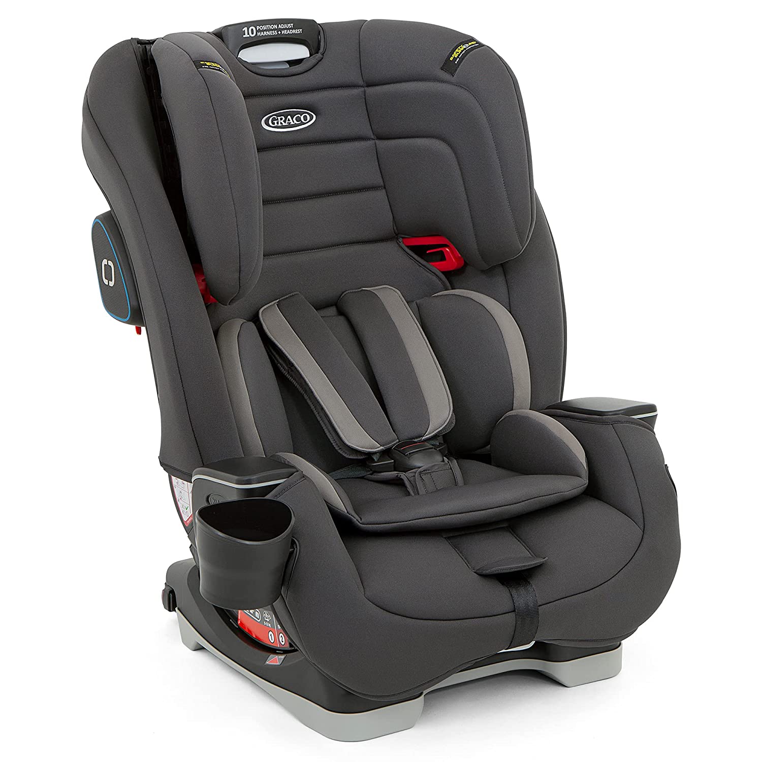Graco Avolve Group 1/2/3 Child Seat with Isofix Car Seat from Approx. 1 Year to 12 Years (9 to 36 kg), 5-Point Harness, Charcoal, Grey