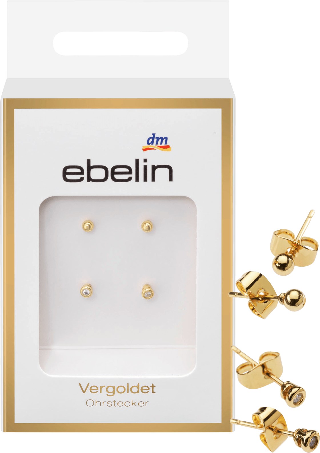 Stud Earrings Gold Plated Costume Jewelry, 4 Pcs