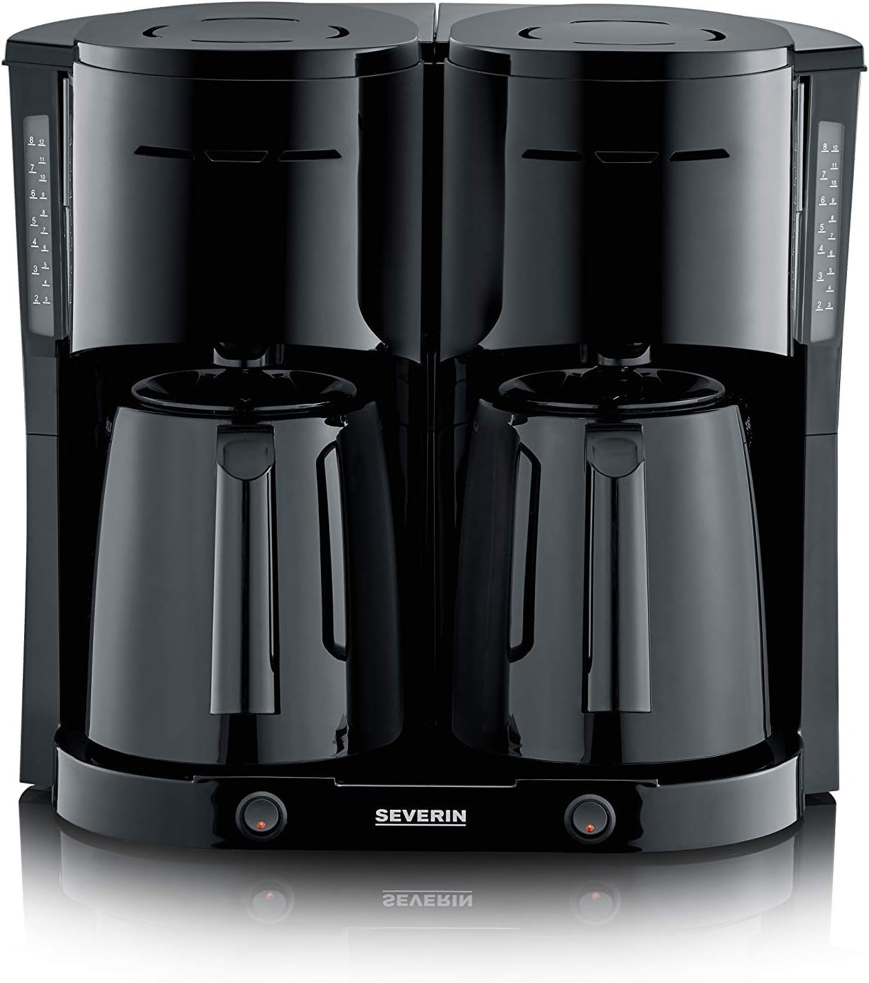 SEVERIN KA 9315 Duo Filter Coffee Machine with Thermal Jug, Coffee Machine for up to 16 Cups, Attractive Filter Machine with 2 Insulated Jugs, Black