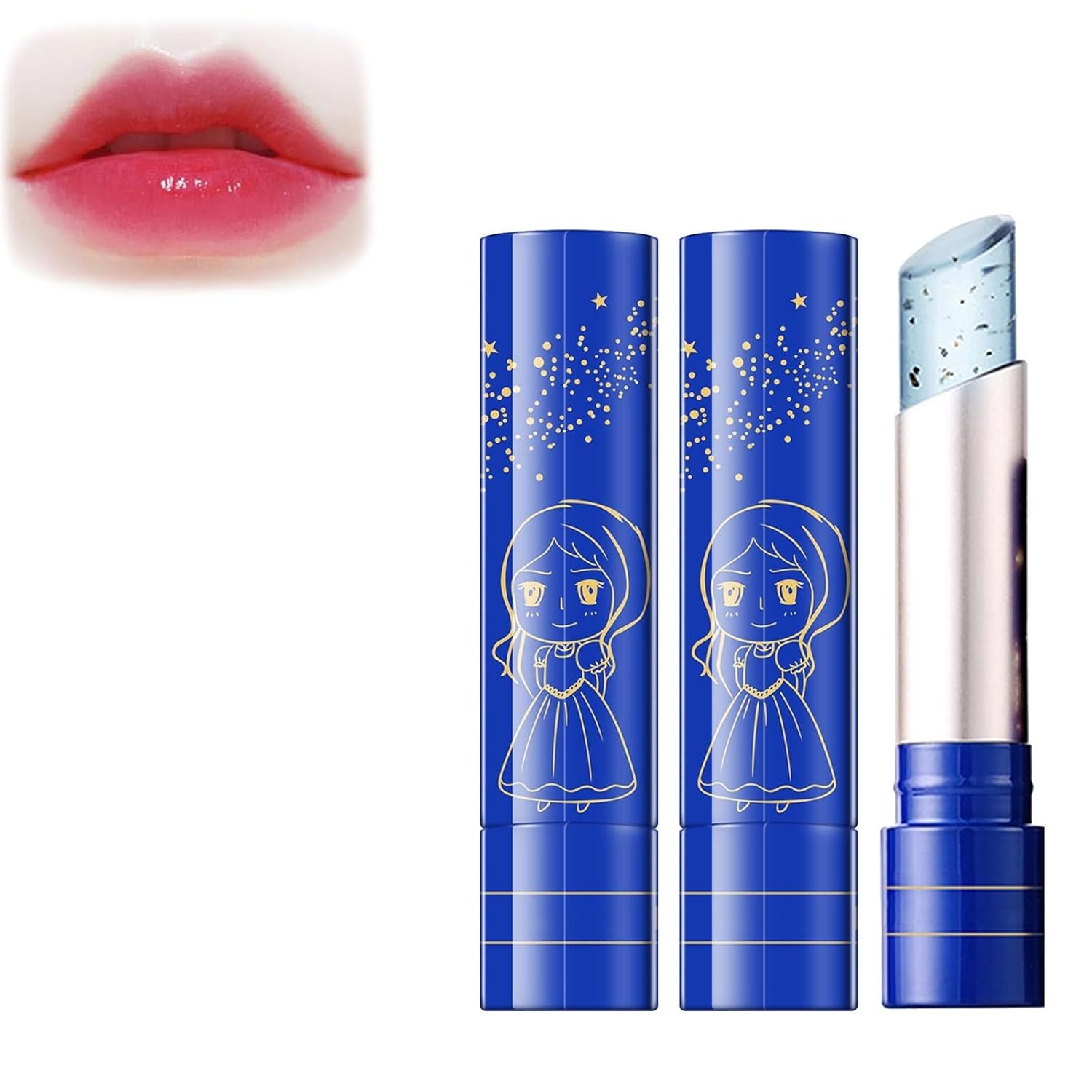 Korean Lip Balm with Blue Jelly, Korean Lip Balm with Color Changing, Moisturizing Lip Balm with Temperature Change for Women (01#)