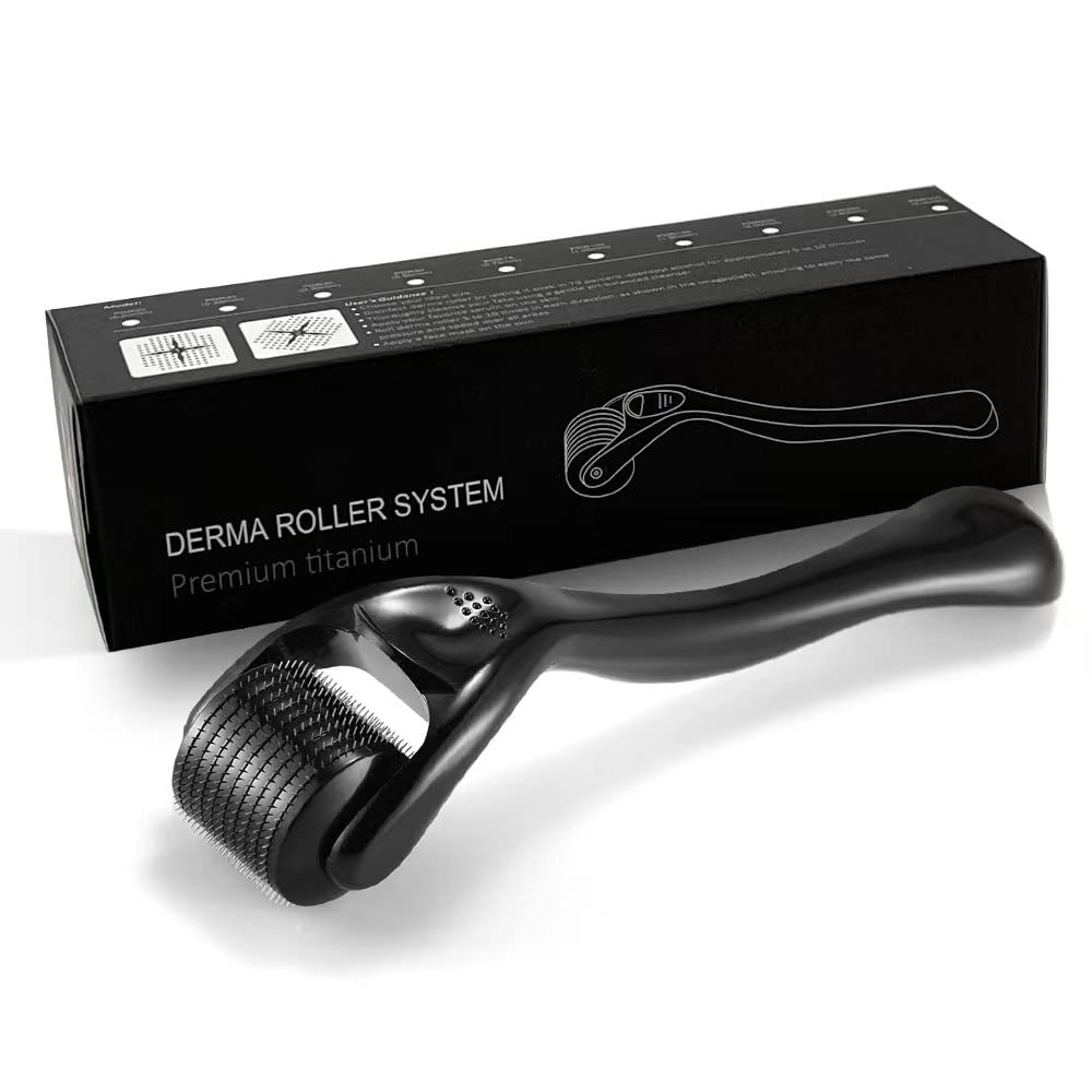 Susicit Dermaroller, beard roller, 0.5 mm microneedling roller for the treatment of, ‎black