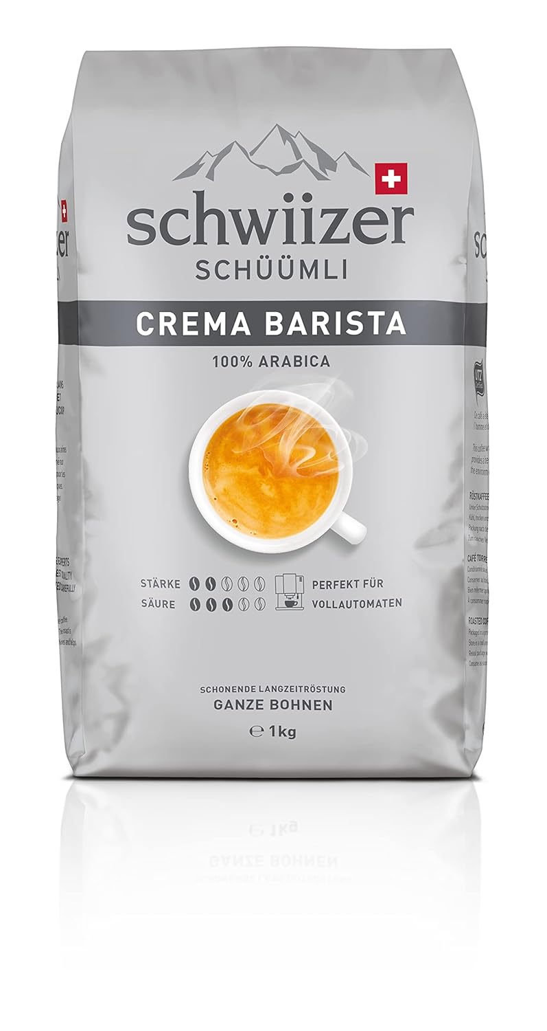 Schwiizer Schüümli Crema Barista Whole Coffee Beans 1 KG Intensity 2/5 Utz Certified
