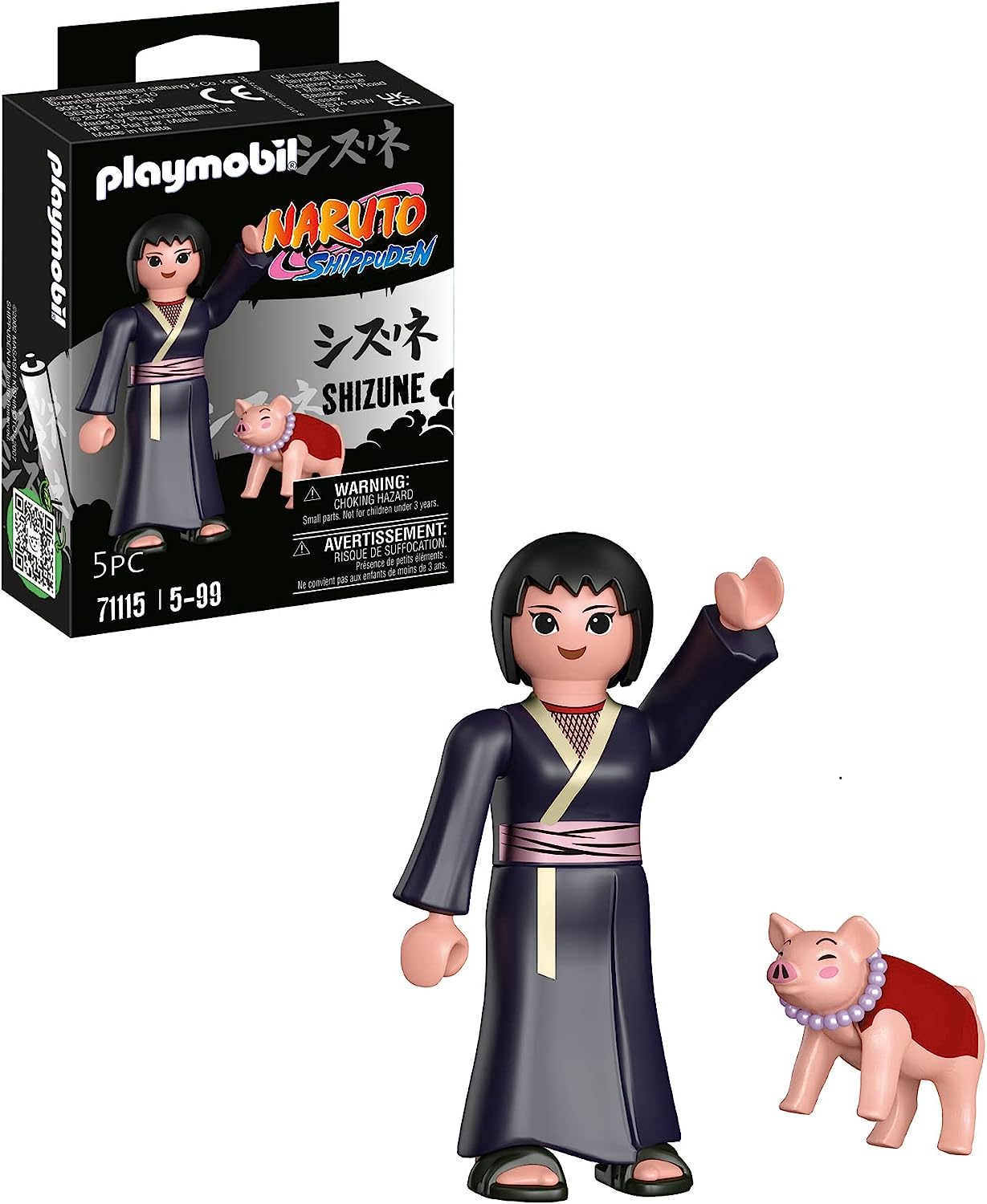 Playmobil Naruto Shippuden 71115 Shizune with Lucky Pig Tonton, Creative Fun for Anime Fans With Great Details and Authentic Extras, 5 Pieces, From 5 Years