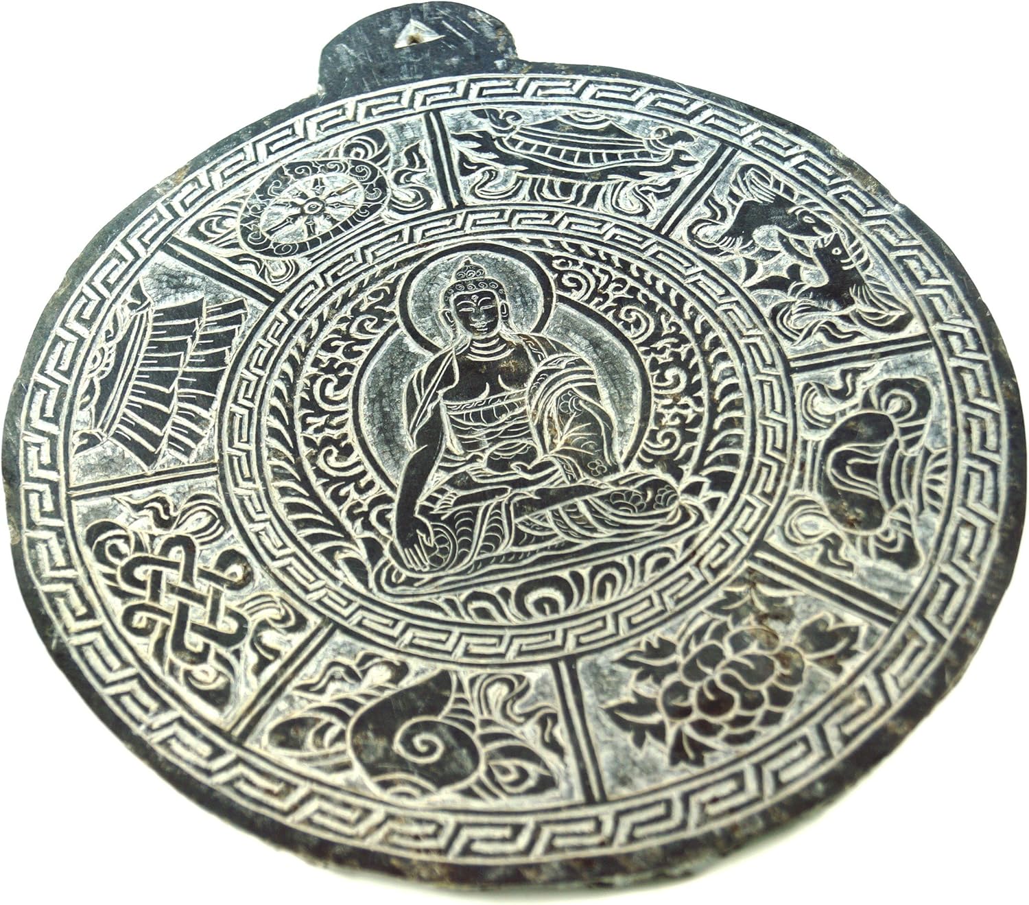 GURU SHOP Tibetan Stone Picture, Relief from Slate - Medicine Buddha 2, Grey, 27 x 1 cm, Buddha