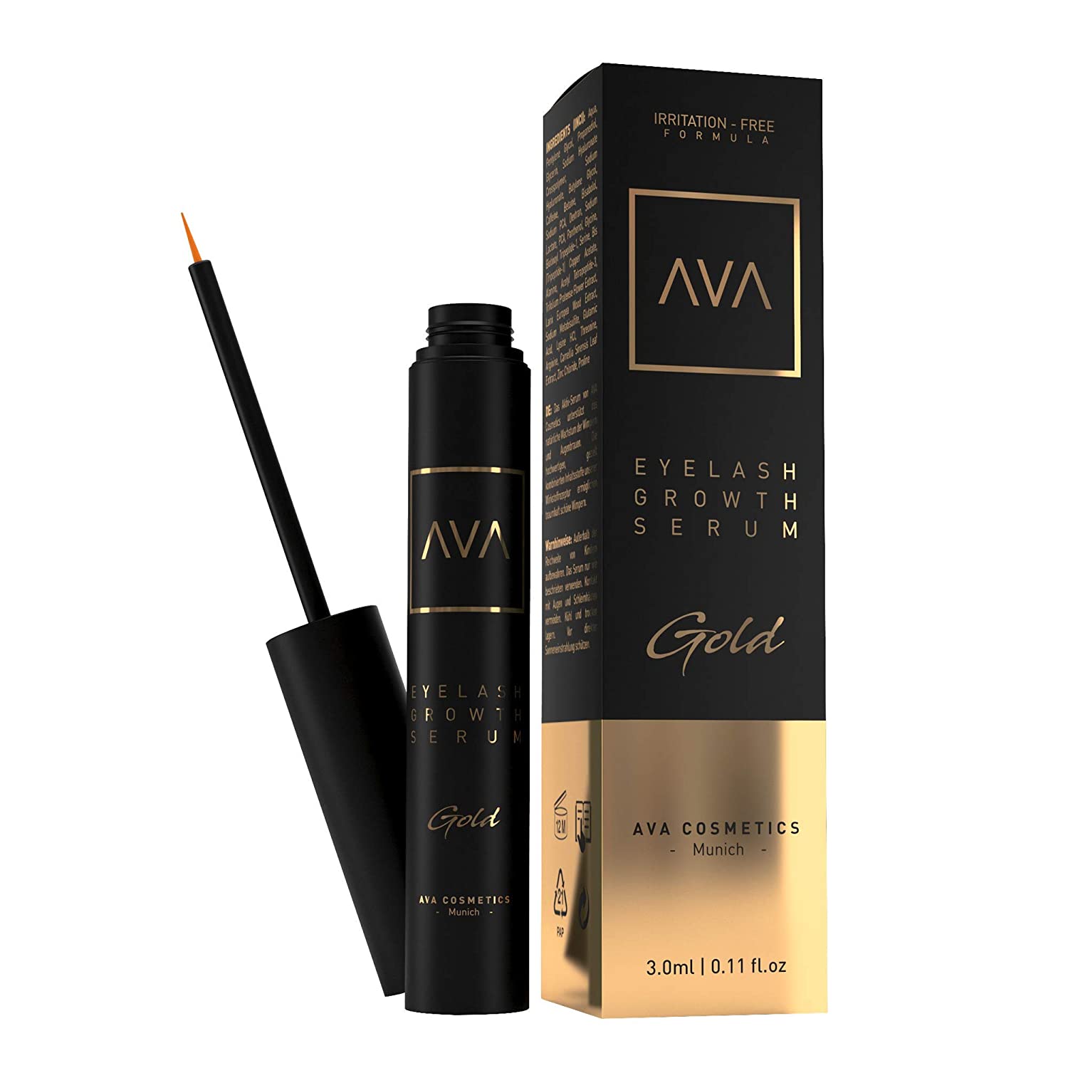 Avalash Eyelash Serum Long and Voluminous Eyelashes Vegan and Hormone-Free Hyaluronic Acid for Stronger Eyelash Growth Made in Germany
