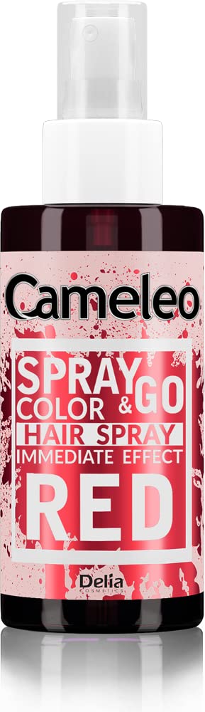 Cameleo - Spray & Go - Hair Colour Spray - Red - for Blonde, Platinum Blonde & Grey Hair - Simply Spray & Ready - Semi-Permanent - Instant Result - Carnival Hair Colour Spray - 150 ml, ‎red