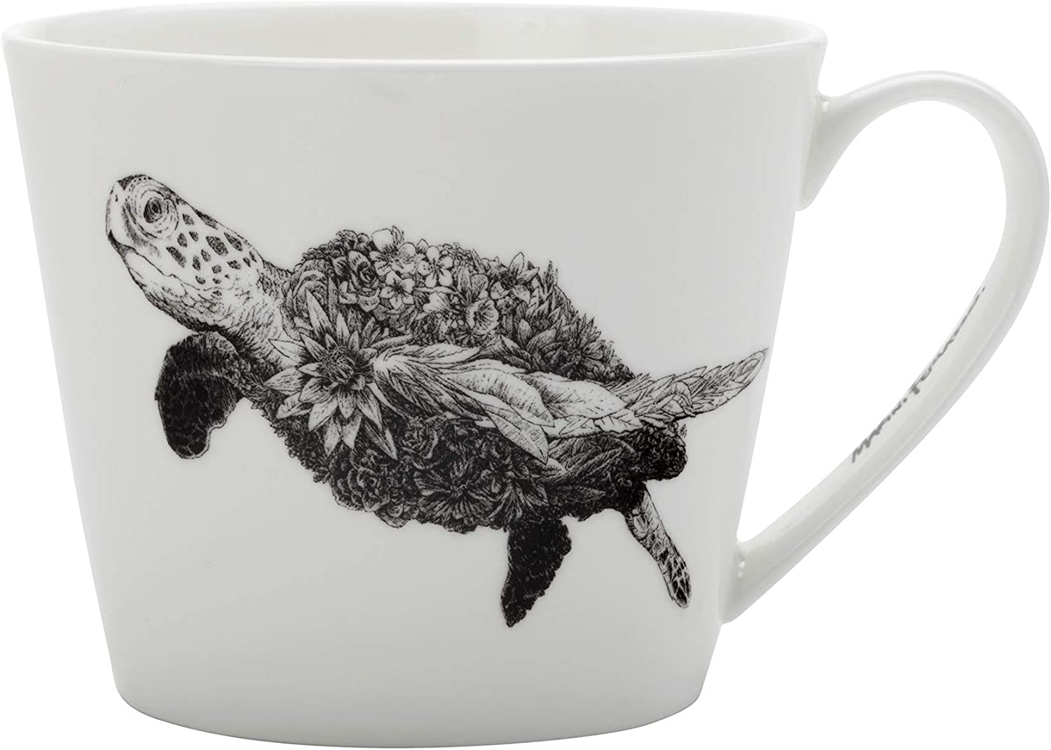 Maxwell & Williams DX0225 Marini Ferlazzo Sea Turtle Mug Bone China Porcelain Black White 450 ml in Gift Box
