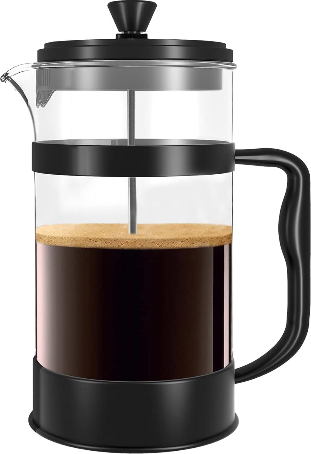 Kichly coffee maker with a stainless steel filter, French press system, coffee machine, black, 8 cups (1 liter/1000 ml)