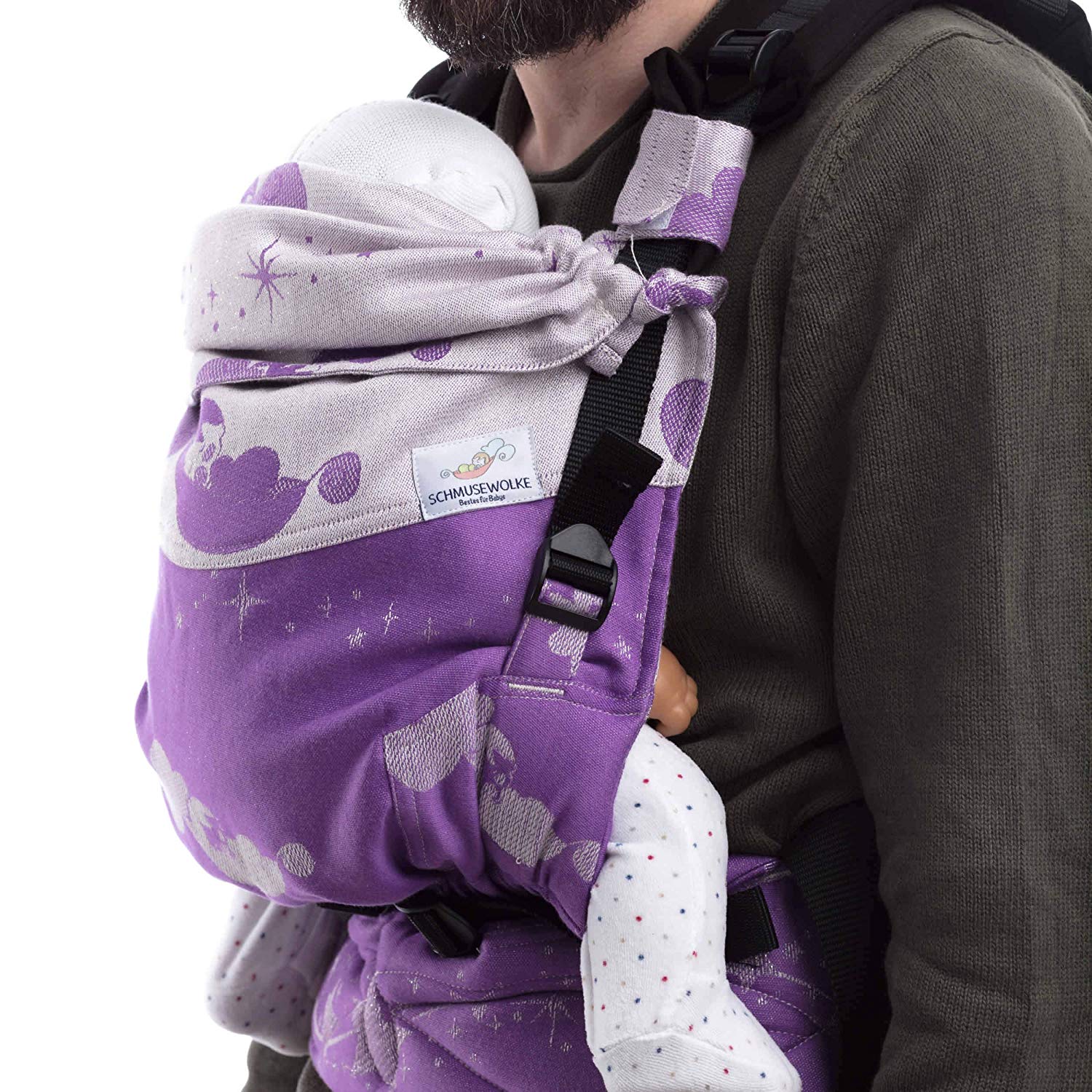 Schmusewolke Baby Carrier for Newborns and Toddlers / for Carrying at Front or Back / Organic Cotton / Full Buckle