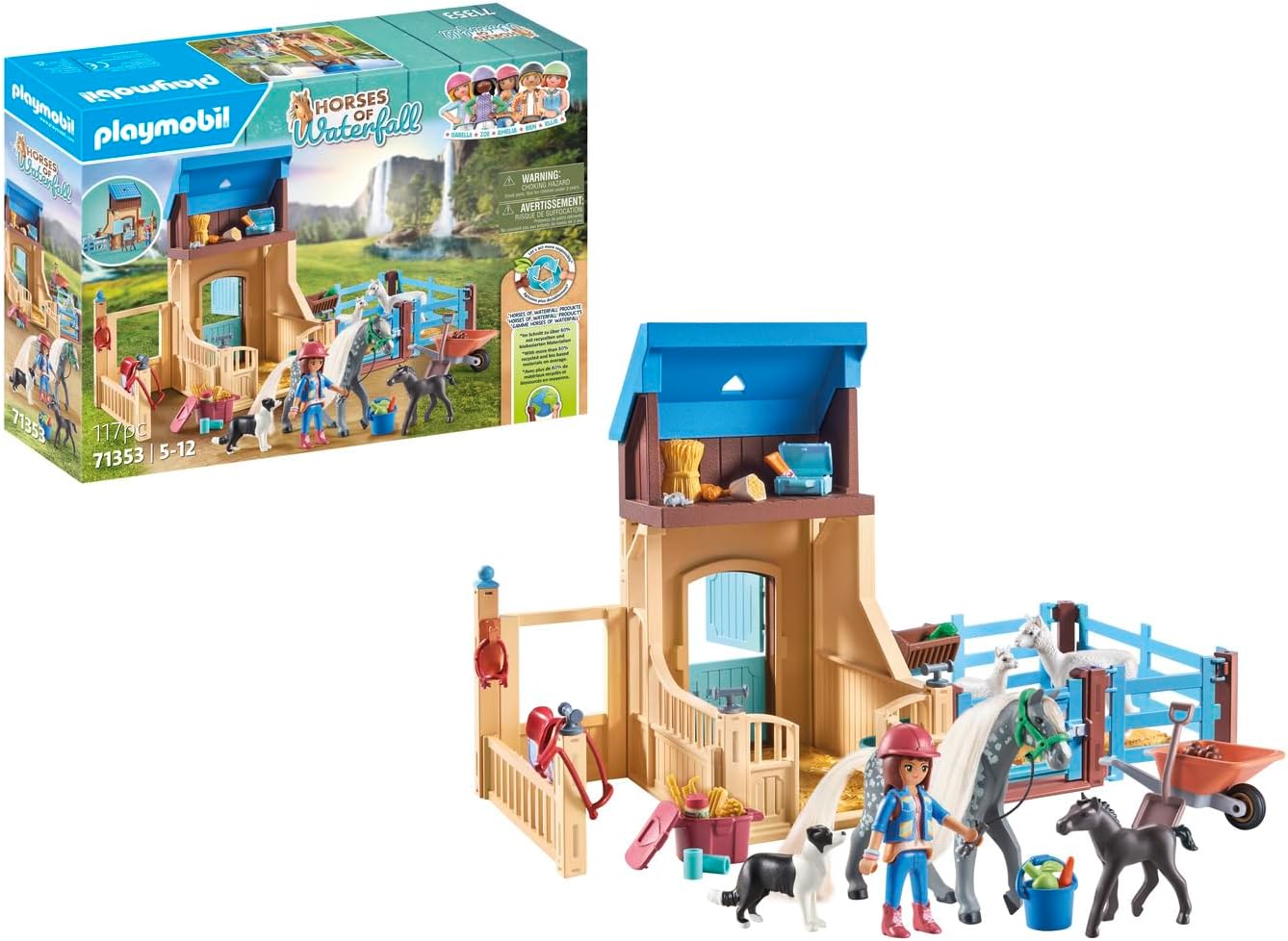 PLAYMOBIL Horses of Waterfall 71353 Amelia & Whisper with Horse Box, Exciting Adventures on the Picturesque Waterfall Ranch, Sustainable Toy for Children from 5 Years