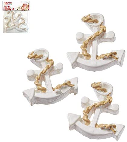 Creativ Discount Mini Anchor, Approximately 2.8 Cm, 3 Pcs. White