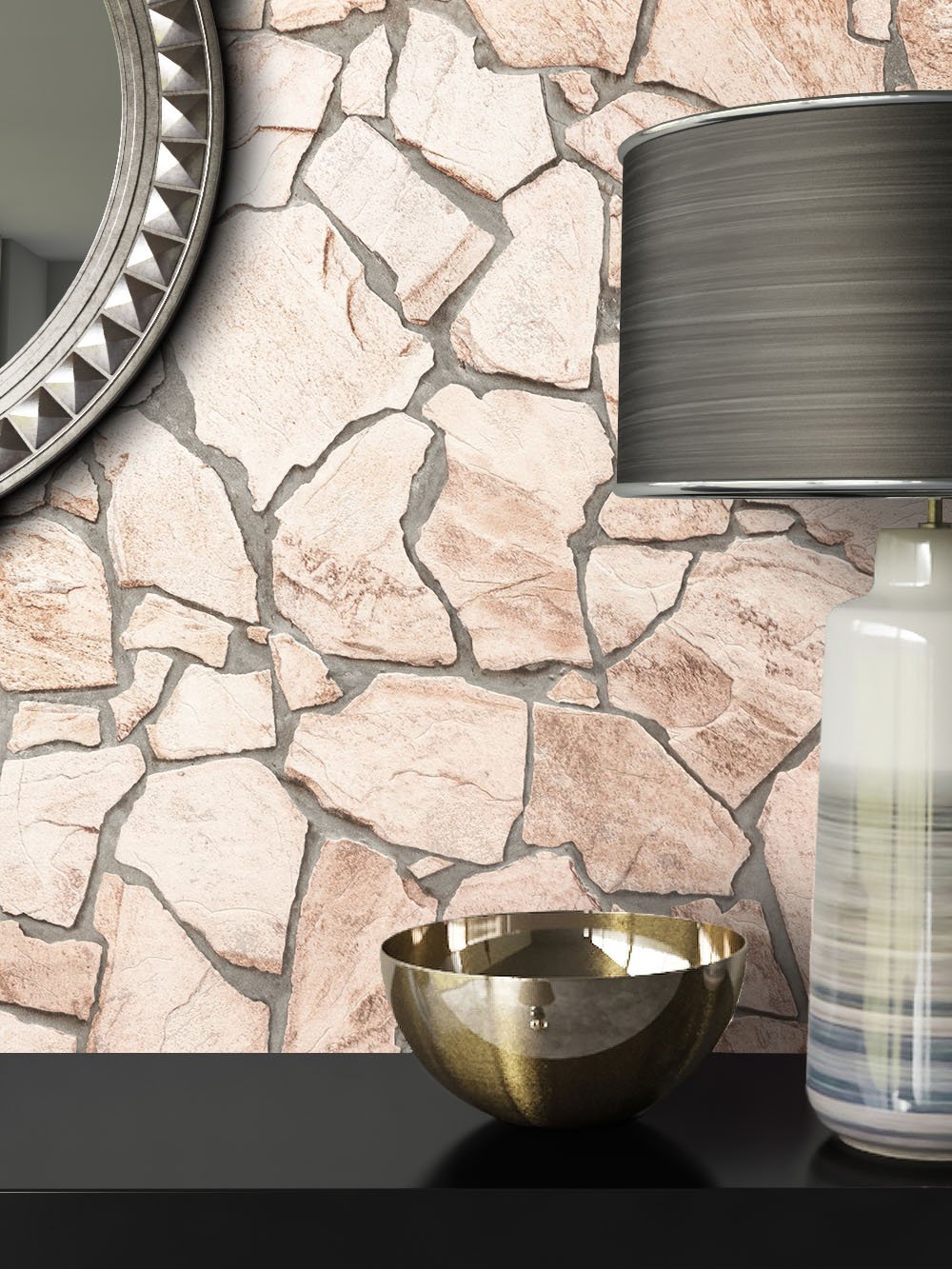 Newroom Design Non-Woven Wallpaper Stone-Look Natural Quarry Stone | Attractive Elegant Wa
