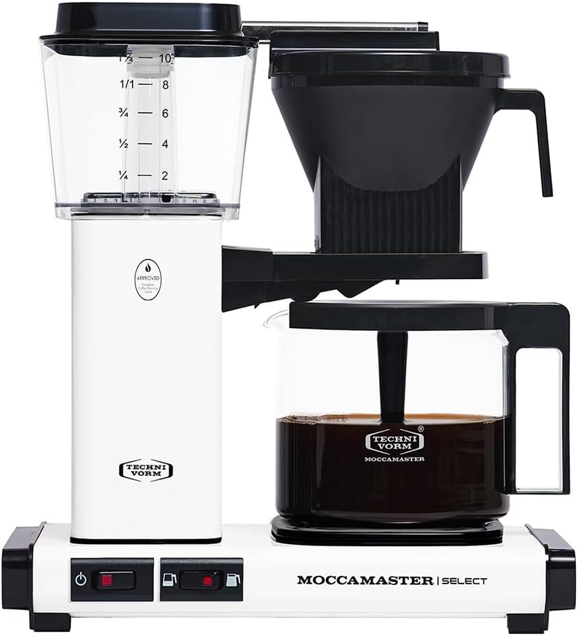 Moccamaster KBG Select Filter Coffee Machine, Coffee Maker for Filter Coffee, Matt White, 1.25 L