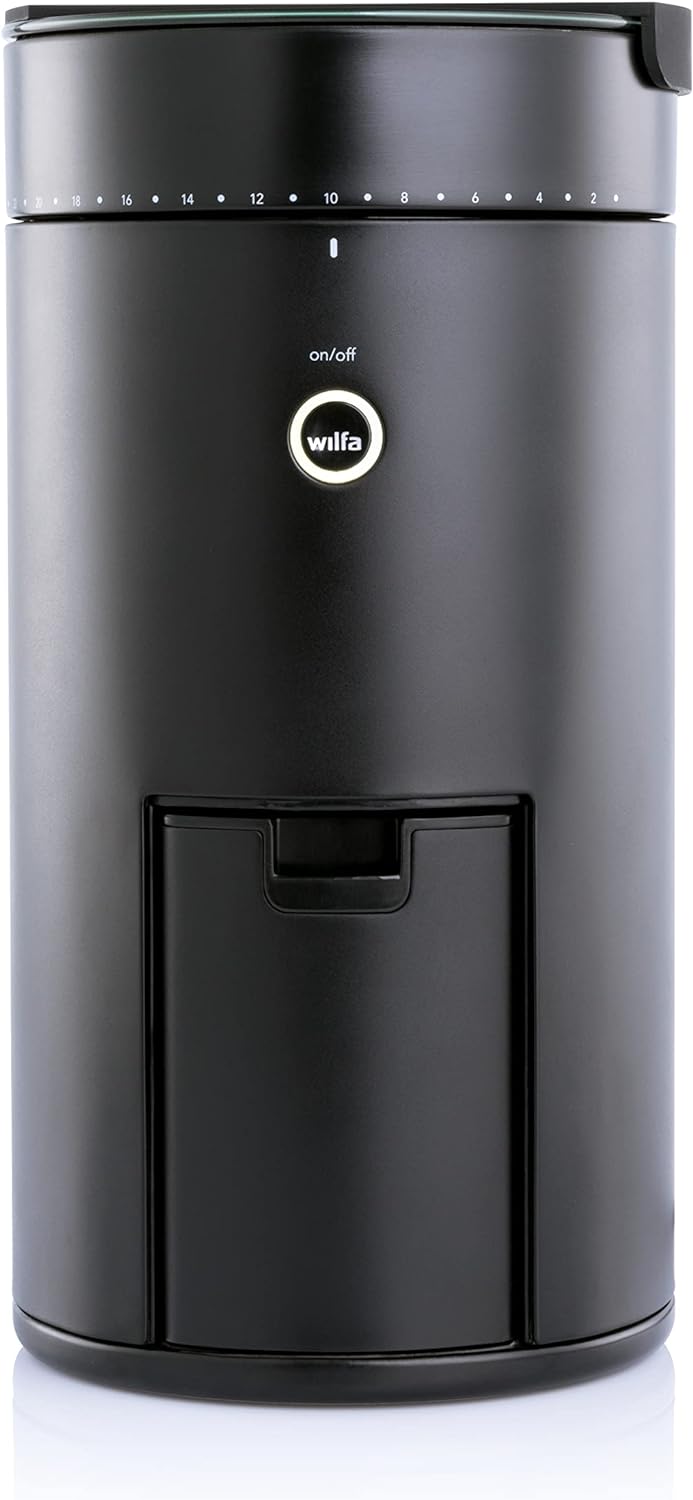 Wilfa Svart Uniform+ Electric Coffee Grinder, 41 Grinding Levels, 58 mm Stainless Steel Flat Grinding Head, Includes Scale, Timer & Auto Stop, Antstatic Container, App Control, WSFBS-200b (Black)