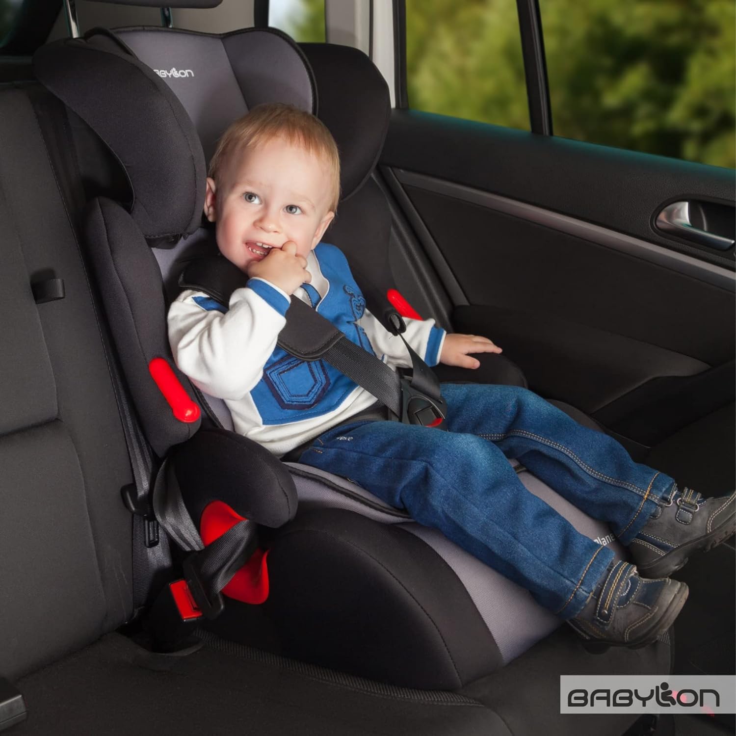 BABYLON Baby Seat Auto Planet Child Car Seat Group 1/2/3, Child Seat 9-36 kg (1 to 12 Years). ECE R44/04 Child Seat Grey / Light Purple