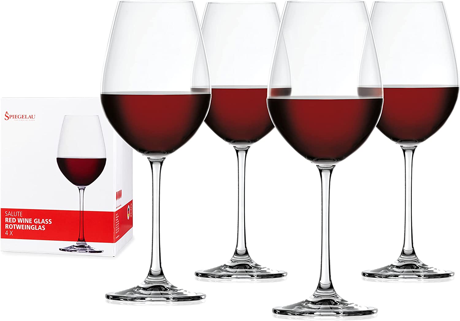 Spiegelau & Nachtmann Spiegelau 4720171 19.2 x 19.2 x 25.7 cm Salute Red Wine Glass, Set of 4, Transparent
