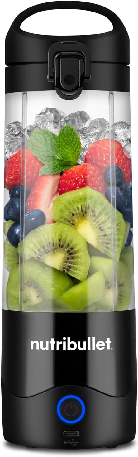Nutribullet Portable Mixer, 475 ml BPA-Free Tritan Cup, Mini Blender With 4-Point Stainless Steel Blade, Multifunctional Mixer, USB-C Charger, 15+ Mixing Processes, NBP003B
